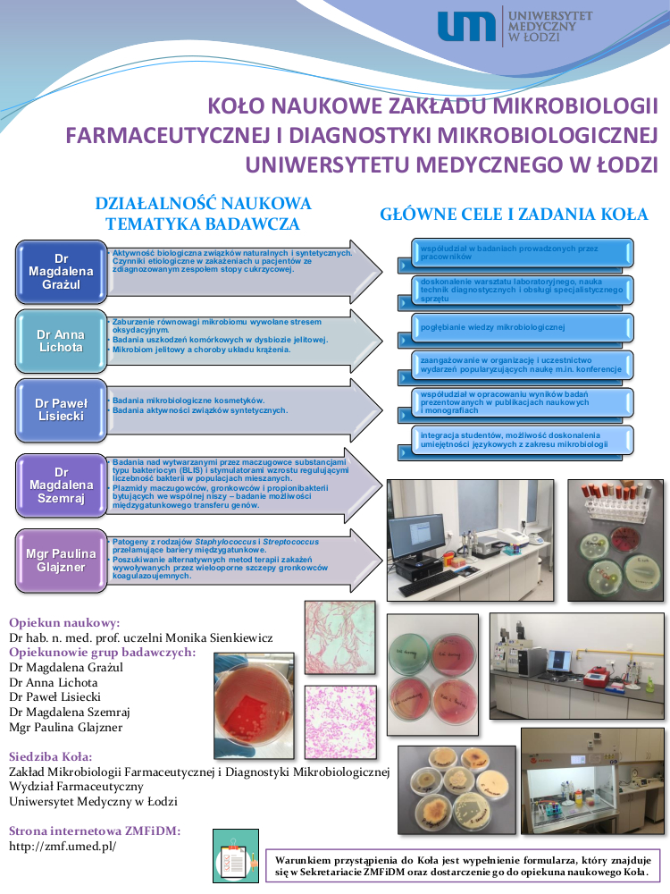 Ko O Naukowe Zak Ad Mikrobiologii Farmaceutycznej I Diagnostyki